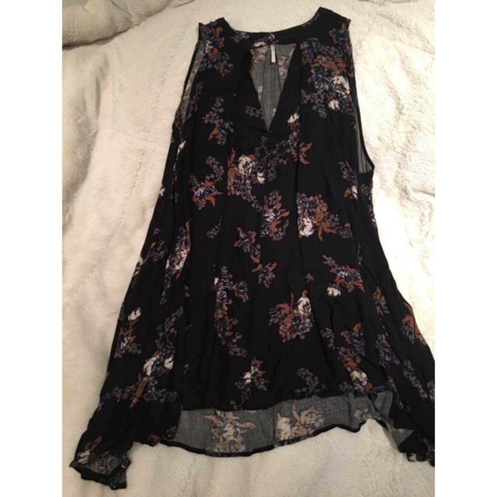 Floral Black Tank Top